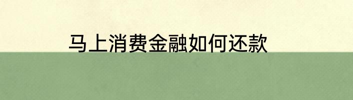 马上消费金融如何还款