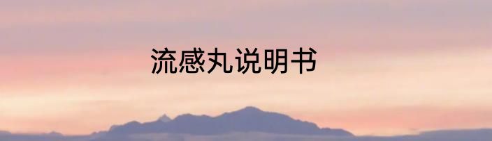 流感丸说明书