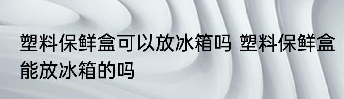 塑料保鲜盒可以放冰箱吗 塑料保鲜盒能放冰箱的吗