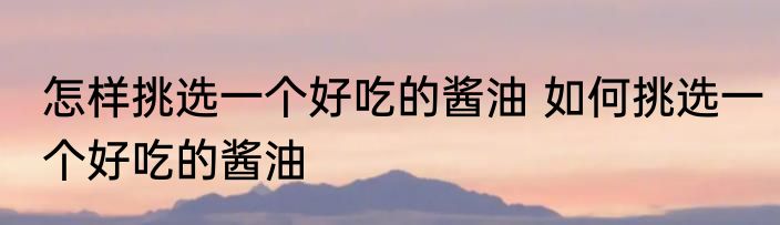 怎样挑选一个好吃的酱油 如何挑选一个好吃的酱油