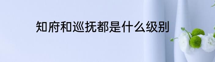 知府和巡抚都是什么级别