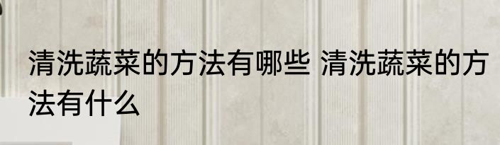 清洗蔬菜的方法有哪些 清洗蔬菜的方法有什么