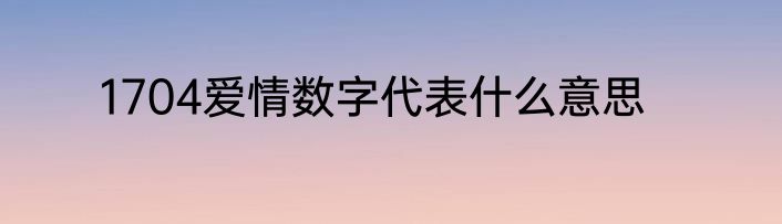 1704爱情数字代表什么意思