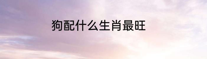 狗配什么生肖最旺