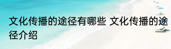 文化传播的途径有哪些 文化传播的途径介绍