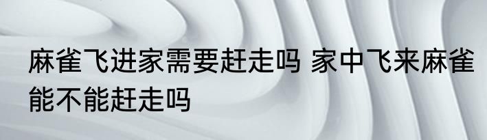 麻雀飞进家需要赶走吗 家中飞来麻雀能不能赶走吗
