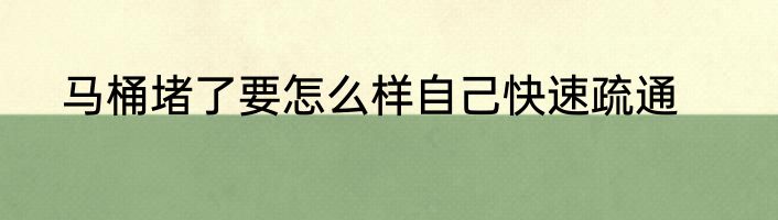 马桶堵了要怎么样自己快速疏通