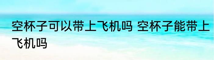 空杯子可以带上飞机吗 空杯子能带上飞机吗
