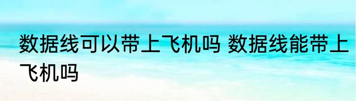 数据线可以带上飞机吗 数据线能带上飞机吗