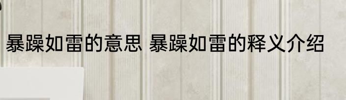 暴躁如雷的意思 暴躁如雷的释义介绍