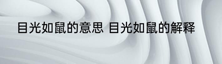 目光如鼠的意思 目光如鼠的解释