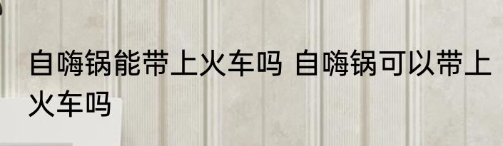 自嗨锅能带上火车吗 自嗨锅可以带上火车吗