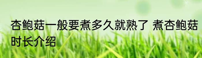 杏鲍菇一般要煮多久就熟了 煮杏鲍菇时长介绍