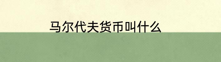 马尔代夫货币叫什么