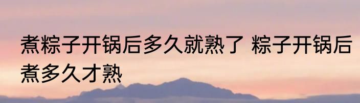 煮粽子开锅后多久就熟了 粽子开锅后煮多久才熟