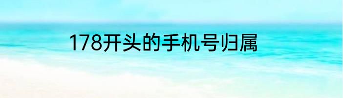 178开头的手机号归属