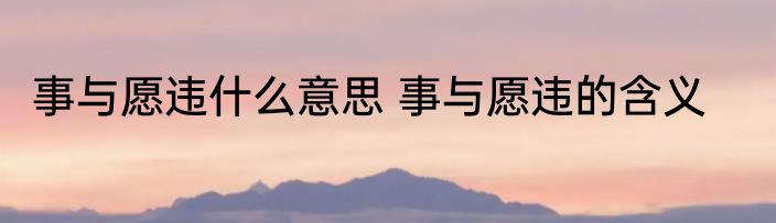事与愿违什么意思 事与愿违的含义