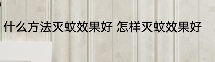 什么方法灭蚊效果好 怎样灭蚊效果好