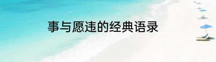 事与愿违的经典语录