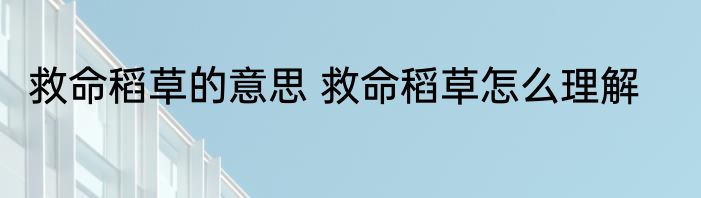 救命稻草的意思 救命稻草怎么理解