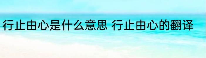 行止由心是什么意思 行止由心的翻译