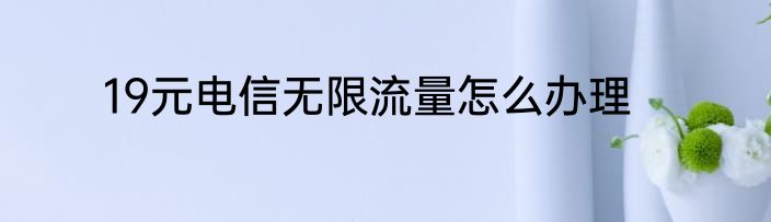 19元电信无限流量怎么办理