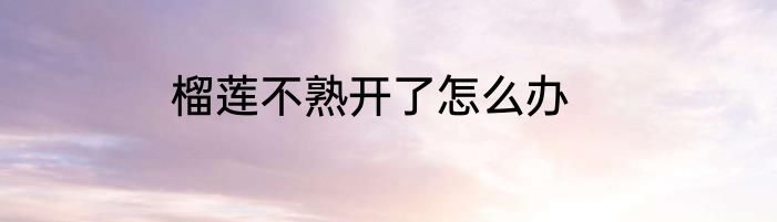 榴莲不熟开了怎么办