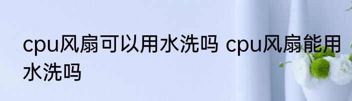 cpu风扇可以用水洗吗 cpu风扇能用水洗吗