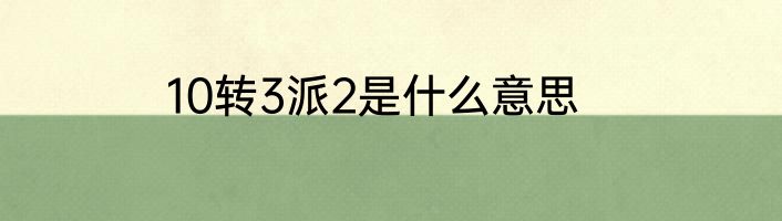 10转3派2是什么意思