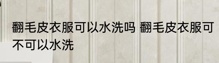 翻毛皮衣服可以水洗吗 翻毛皮衣服可不可以水洗