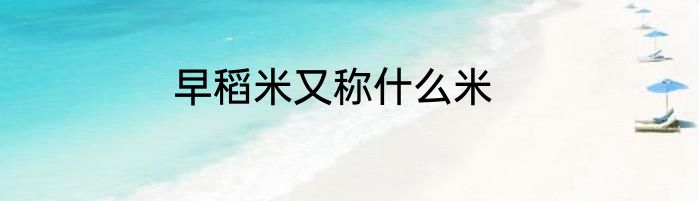 早稻米又称什么米