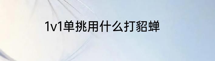 1v1单挑用什么打貂蝉