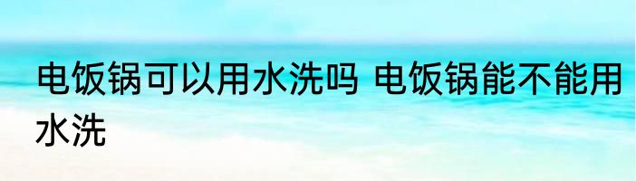 电饭锅可以用水洗吗 电饭锅能不能用水洗