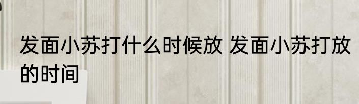 发面小苏打什么时候放 发面小苏打放的时间