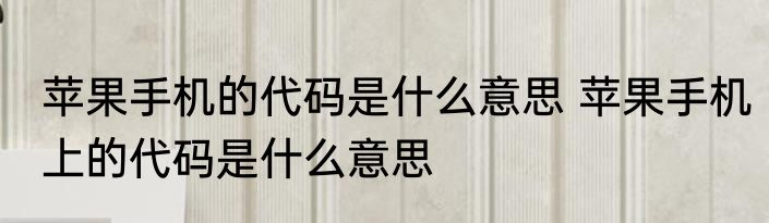 苹果手机的代码是什么意思 苹果手机上的代码是什么意思