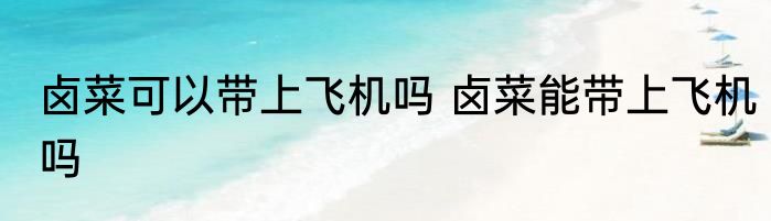 卤菜可以带上飞机吗 卤菜能带上飞机吗