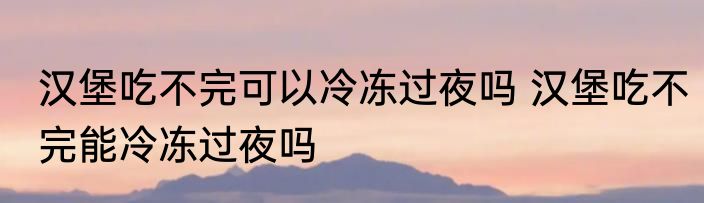 汉堡吃不完可以冷冻过夜吗 汉堡吃不完能冷冻过夜吗