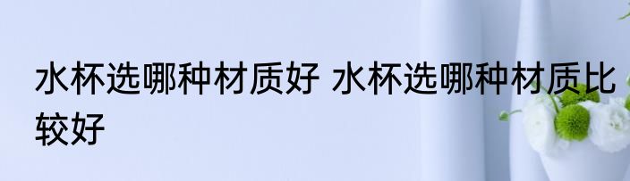 水杯选哪种材质好 水杯选哪种材质比较好