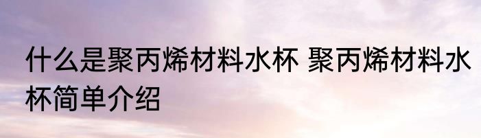 什么是聚丙烯材料水杯 聚丙烯材料水杯简单介绍