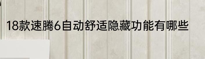 18款速腾6自动舒适隐藏功能有哪些