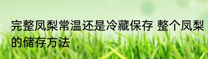 完整凤梨常温还是冷藏保存 整个凤梨的储存方法