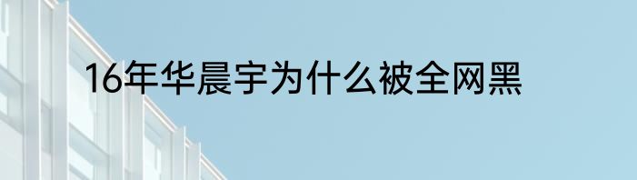 16年华晨宇为什么被全网黑