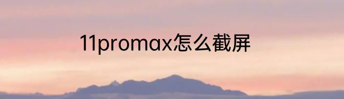 11promax怎么截屏