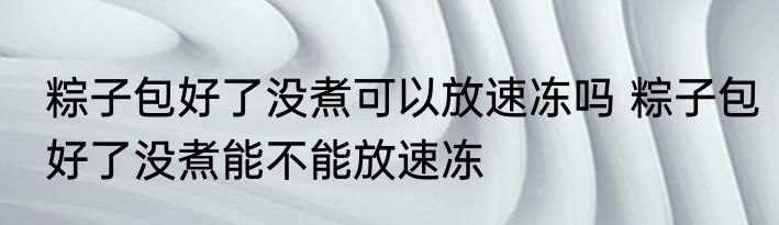 粽子包好了没煮可以放速冻吗 粽子包好了没煮能不能放速冻