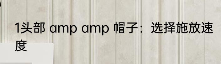 1头部 amp amp 帽子：选择施放速度