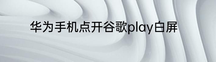 华为手机点开谷歌play白屏