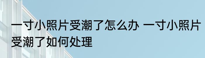 一寸小照片受潮了怎么办 一寸小照片受潮了如何处理