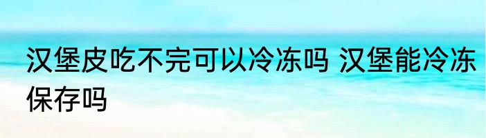 汉堡皮吃不完可以冷冻吗 汉堡能冷冻保存吗