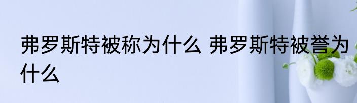弗罗斯特被称为什么 弗罗斯特被誉为什么