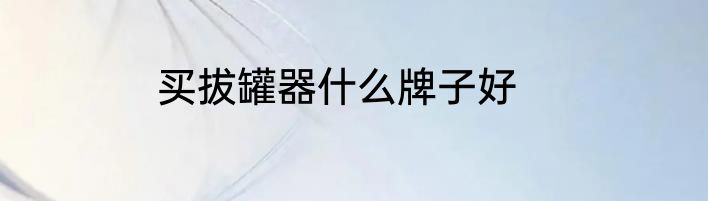 买拔罐器什么牌子好